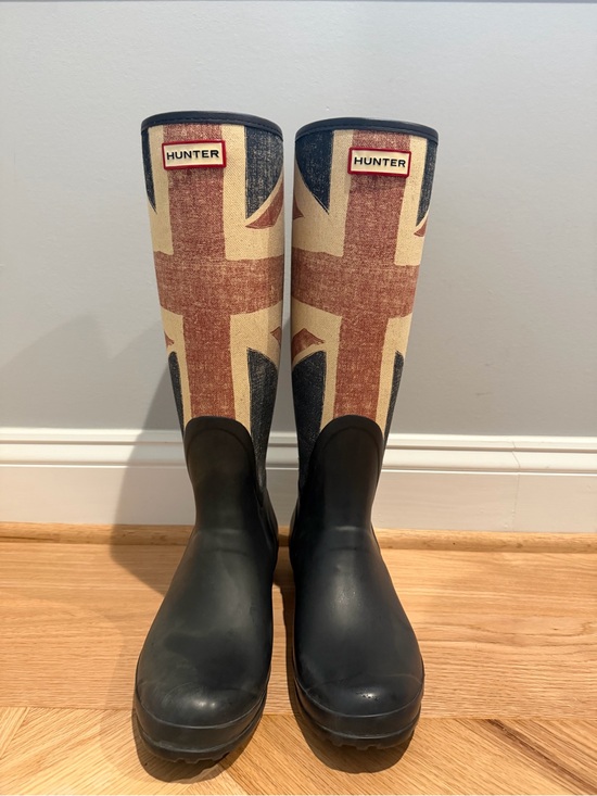 Hunter Shoes - Hunter Union Jack Tall Rain Boots in Navy Blue, Cream & Red